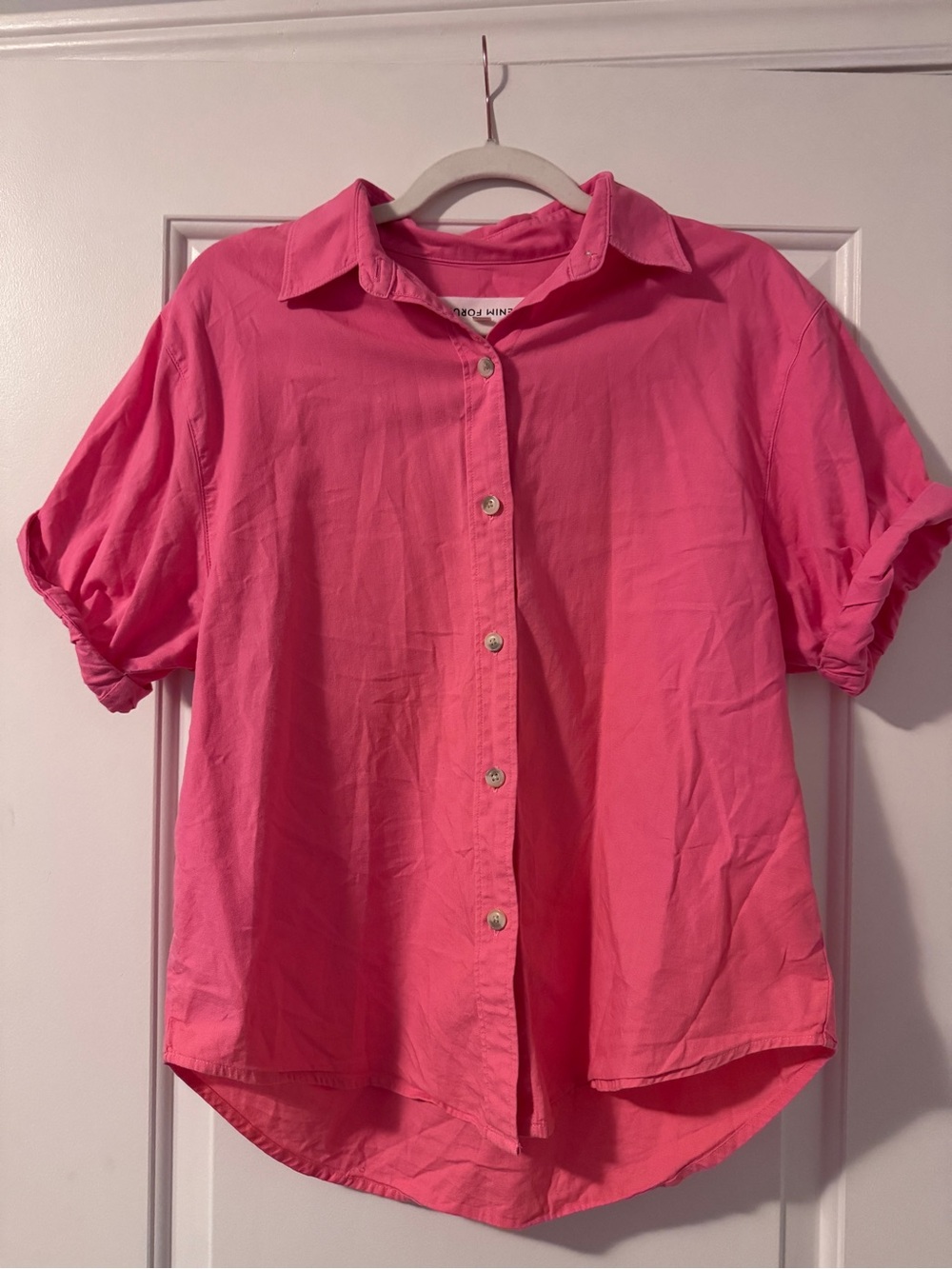 Denim Forum Bright Pink Button-Down Collared Shirt
